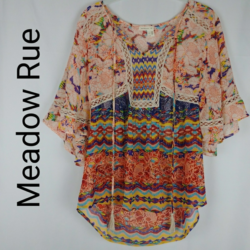 Anthropologie | Meadow Rue Boho Sheer Top S